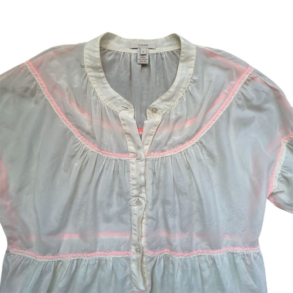 J. Crew Women's Ivory Blouse Size 2 Short Sleeve Casual Top - Picture 7 of 8
